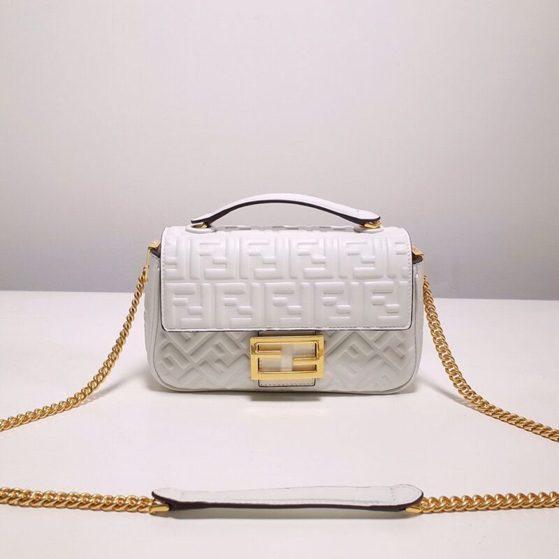 Fendi Embossed Baguette Chain Bag