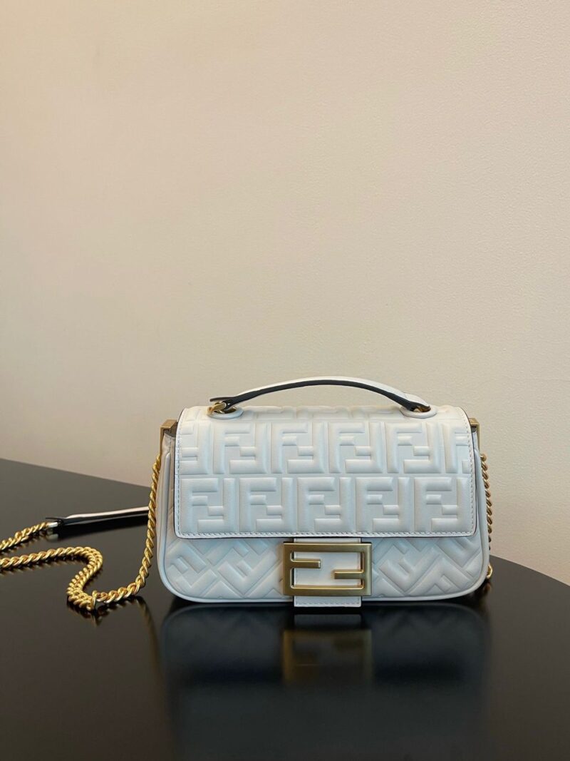 Fendi Embossed Baguette Chain Bag