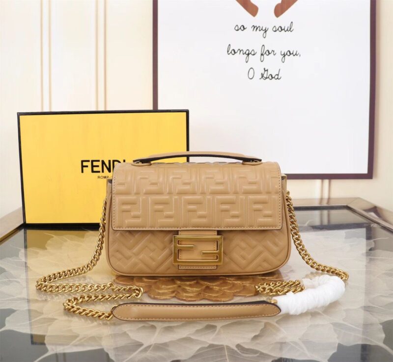 Fendi Embossed Baguette Chain Bag