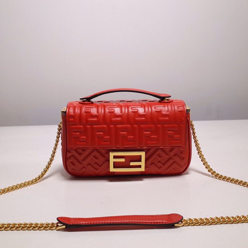 Fendi Embossed Baguette Chain Bag