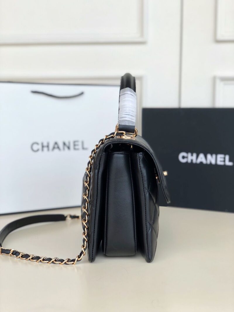 Chanel Lambskin Quilted Top Handle Bag