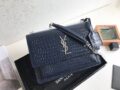 YSL Sunset Chain Crossbody Bag In Croc
