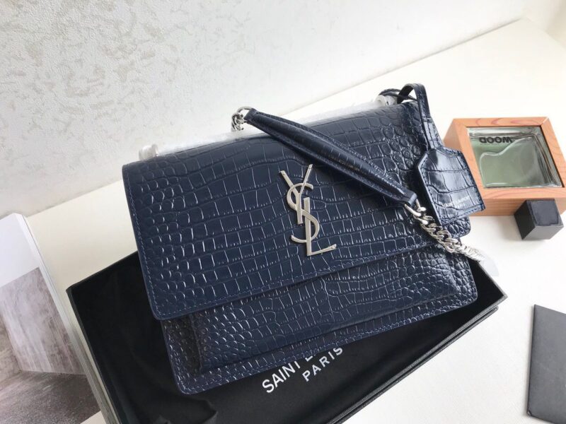 YSL Sunset Chain Crossbody Bag In Croc