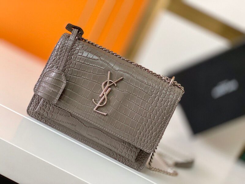 YSL Sunset Chain Crossbody Bag In Croc
