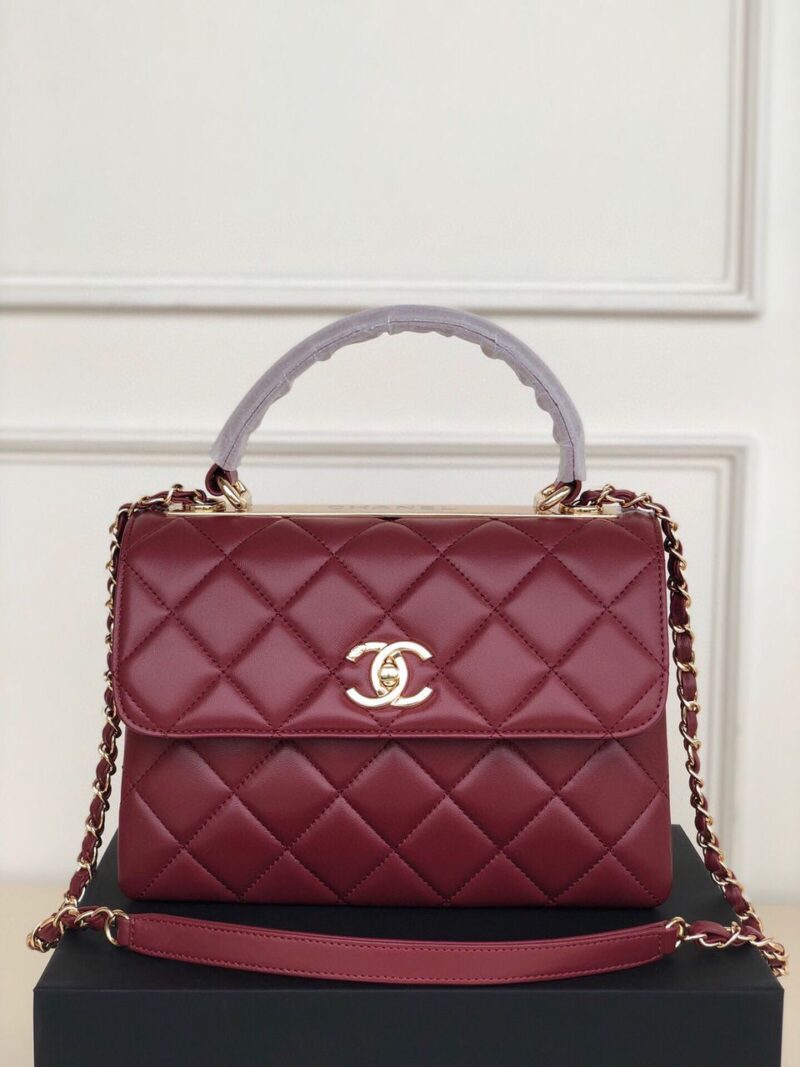 Chanel Lambskin Quilted Top Handle Bag
