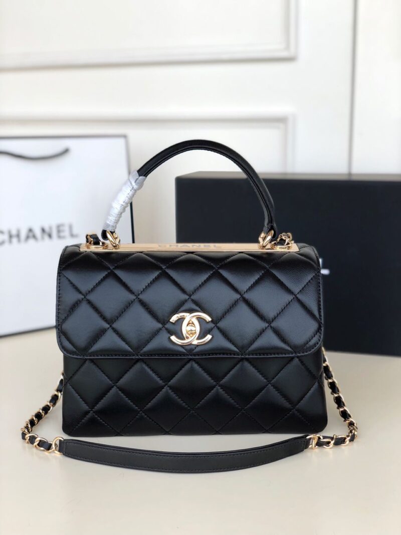 Chanel Lambskin Quilted Top Handle Bag