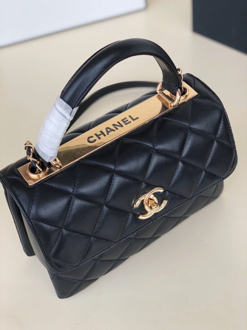 Chanel Lambskin Quilted Top Handle Bag